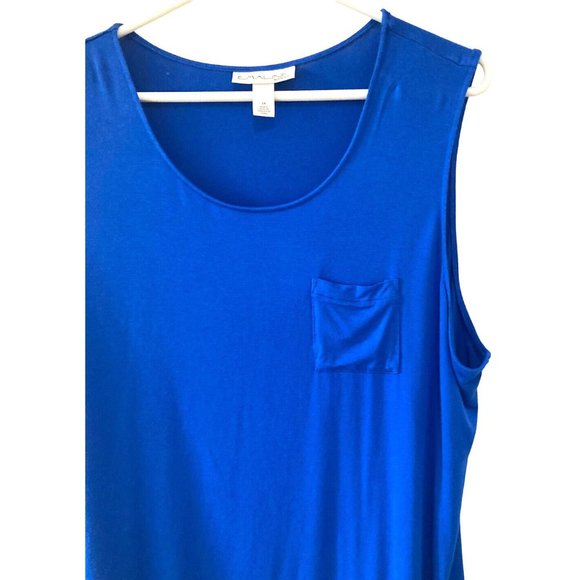 Emaline Woman Sleeveless Stretch Tunic Top Womens 2X Blue Chest Pocket - Picture 2 of 5